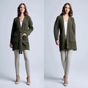 NWOT L'AGENCE Juna Cable Cardigan in Olive Green, Small